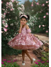 Dusty Pink Beaded Double Straps Lace Tulle Sweet Flower Girl Dress